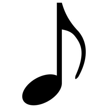 Transparent monochrome PNG of a quaver note as used in sheet music to represent the notes in a song