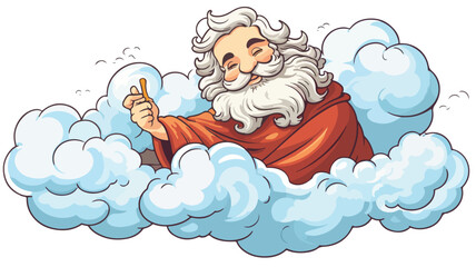 Cartoon doodle god on cloud freehand draw cartoon 