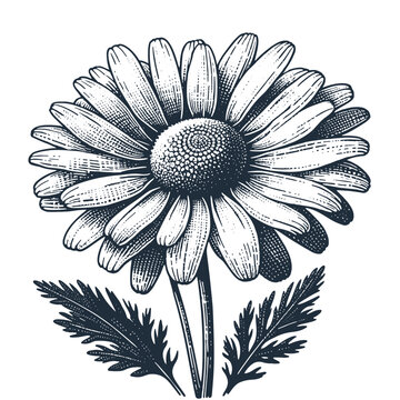 recommend clip art: Camomile. Vintage woodcut engraving style vector illustration.