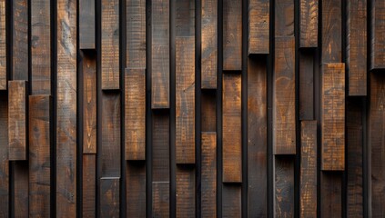 High-quality image of a repetitive geometric wooden cladding, creating a textured, modern, and abstract background