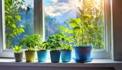 Generated image of young plants on the window 