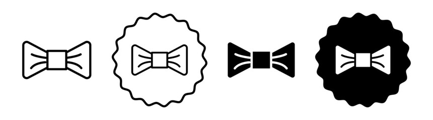 Bow set in black and white color. Bow simple flat icon vector