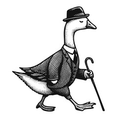 vintage walking goose sketch © Satoru Sketches