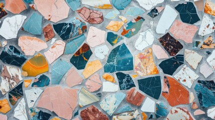 Fototapeta na wymiar Aesthetic terrazzo floor surface marble texture background. Natural stones, granite, grain dots banner