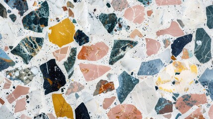 Aesthetic terrazzo floor surface marble texture background. Natural stones, granite, grain dots banner