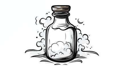 Cartoon ink bottle freehand draw cartoon vector 