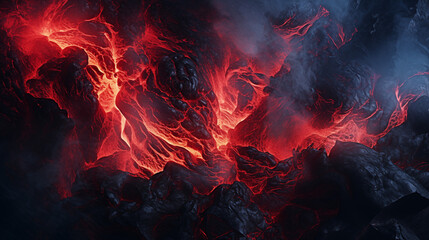 Dramatic Overhead View of Molten Lava Flow Capturing Nature's Fury