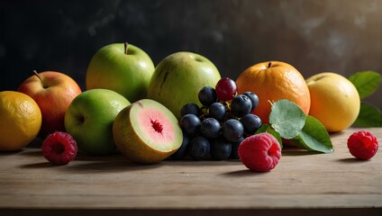 Fruits scattered on the table
