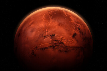 Mars. Red planet Mars. Space wallpaper with Mars in outer space. Exploration and colonization...