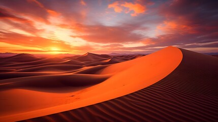 Sunset over the sand dunes in the Namib desert, Namibia