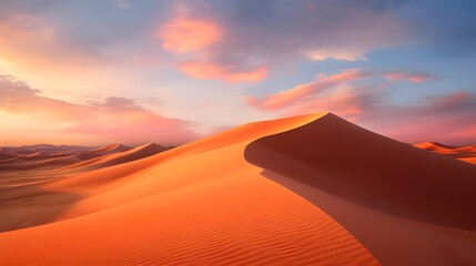 Panorama of the Sahara desert in Morocco at sunset. Africa. - obrazy, fototapety, plakaty