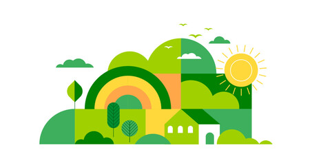 Fototapeta premium Environment, ecology, Earth day concept design. Banner, poster, abstract background in modern geometric style