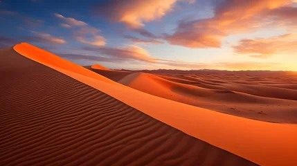 Poster Dunes in the Sahara desert at sunset. Morocco. Africa. © A