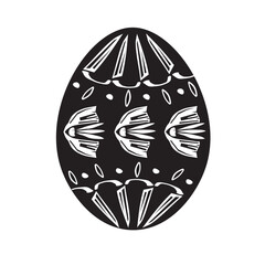 Hand drawn easter egg with herbal scandinavian ornament
