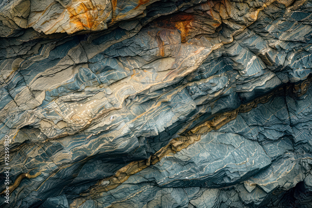 Poster Texture patterns and colors on a cliff of a beach.