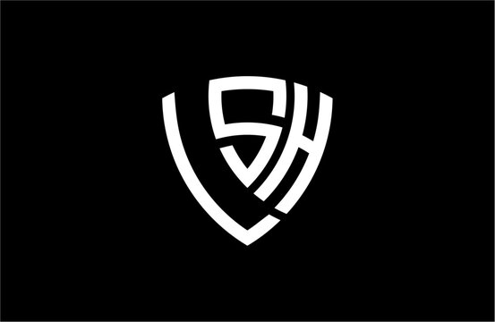 LSH creative letter shield logo design vector icon illustration