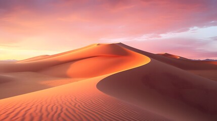 Fototapeta na wymiar Sunset over the sand dunes in the Sahara desert, Morocco