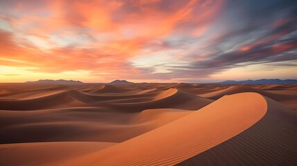 Panoramic view of sand dunes in Sahara desert, Morocco - obrazy, fototapety, plakaty