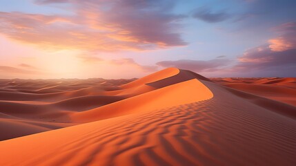 Sand dunes in the Sahara desert at sunset. 3d render - obrazy, fototapety, plakaty