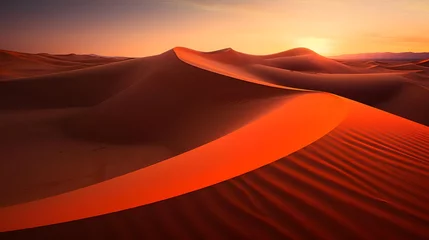 Poster Sand dunes in the desert at sunset. 3d render illustration © A
