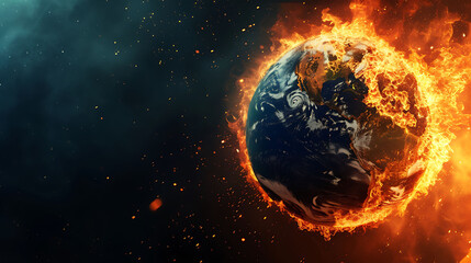 Burning Planet Earth represents climate change