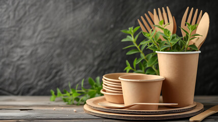 Different eco-friendly disposable kraft paper tableware