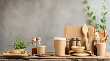 Different eco-friendly disposable kraft paper tableware
