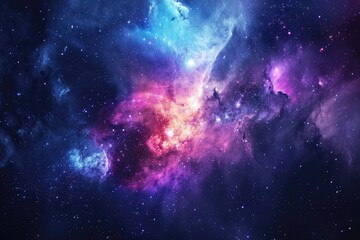 Enigmatic cosmos unfolds in vibrant galactic tableau - obrazy, fototapety, plakaty
