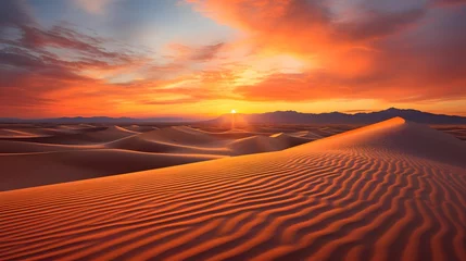 Schilderijen op glas Sunset over sand dunes in Death Valley National Park, California © A
