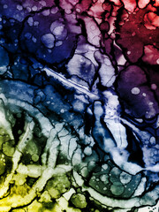 Author's artistic abstractions. Watercolor and alcohol inks. Modern art. Processed in Photoshop