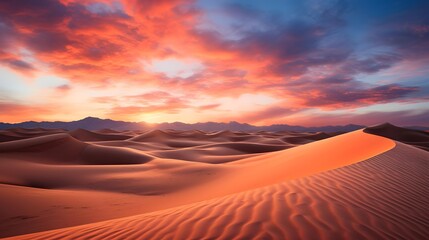 Fototapeta na wymiar Sunset over sand dunes in Death Valley National Park, California