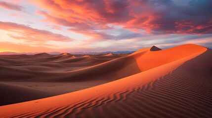 Sunset over the sand dunes in the Sahara desert, Morocco - obrazy, fototapety, plakaty