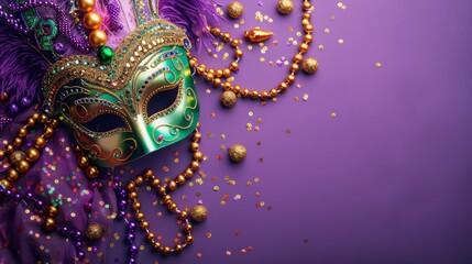 carnival mask on purple background