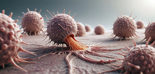 Illustration of a migrating and spreading cancer cell - ai generated