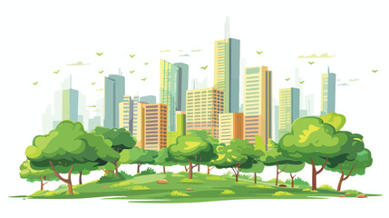 City building urban trees nature vector illustration - obrazy, fototapety, plakaty
