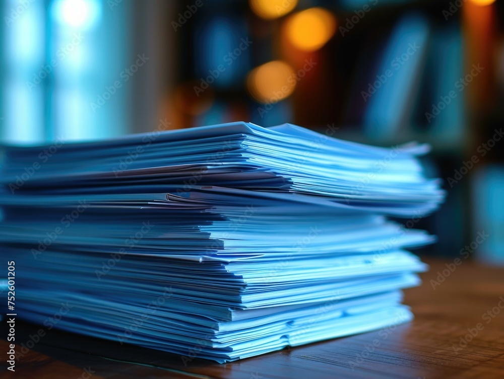 Aufkleber a stack of papers on a table. generative ai.