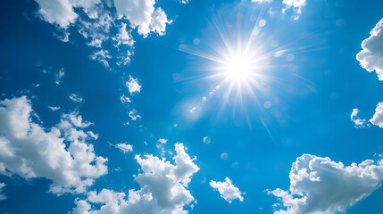 Sky with bright sun and thermometer