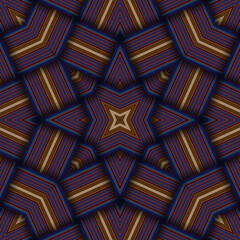 Fototapeta premium Seamless woven star pattern of stripes and lines. Square abstract pattern.