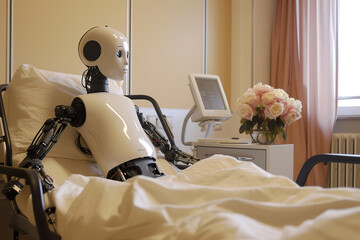 Future care humanoid robot, illustration