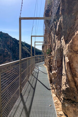 Hiking trail to Colgante bridge (Puente Colgante El Saltillo) over Almanchares river, Sierra Tejeda, Andalusia, Spain