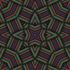 Seamless woven star pattern of stripes and lines. Square abstract pattern.