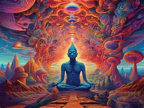 Psychedelic drug experience. Generative AI.