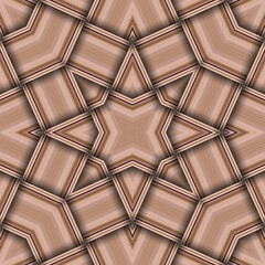 Seamless woven star pattern of stripes and lines. Square abstract pattern.