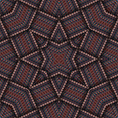 Obraz premium Seamless woven star pattern of stripes and lines. Square abstract pattern.