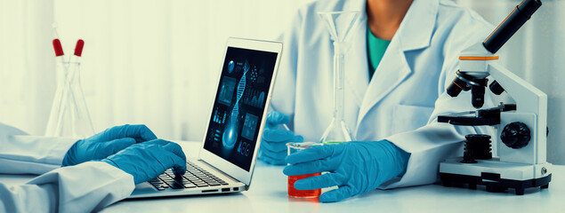 Laboratory research team advance healthcare with scientific expertise, laboratory equipment, and...