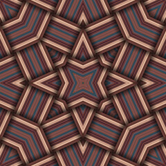 Obraz premium Seamless woven star pattern of stripes and lines. Square abstract pattern.