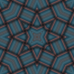 Seamless woven star pattern of stripes and lines. Square abstract pattern.