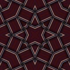 Seamless woven star pattern of stripes and lines. Square abstract pattern.