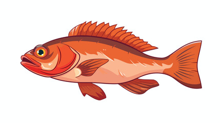Flat color illustration of fish freehand draw cartoon