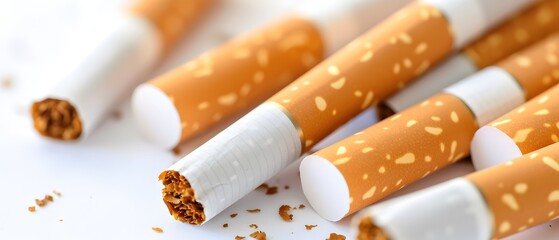 A white table with few cigarettes on top.